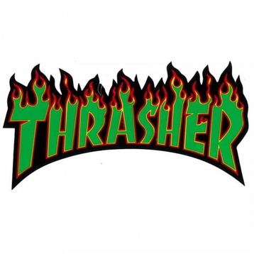 Thrasher Magazine "Flame" Sticker Large (green)